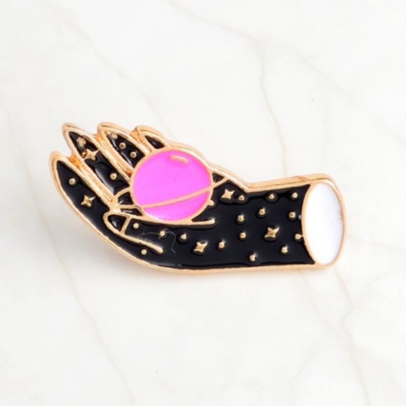 Jewelry - Space Hand Enamel Pin Planet Alien Cosmos